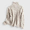 Comfortable Cable Knit Sweatshirt for Women with Turtleneck Long Sleeve Oversized Relaxed Style
