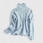 Comfortable Cable Knit Sweatshirt for Women with Turtleneck Long Sleeve Oversized Relaxed Style