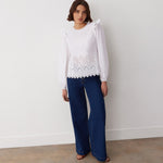 Women's Blouse - White Broderie Anglaise Cotton - Serena - product view 2