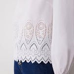 Women's Blouse - White Broderie Anglaise Cotton - Serena - product view 3