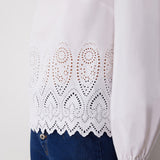 Women's Blouse - White Broderie Anglaise Cotton - Serena - product view 3