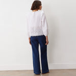 Women's Blouse - White Broderie Anglaise Cotton - Serena - product view 5