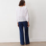 Women's Blouse - White Broderie Anglaise Cotton - Serena - product view 5
