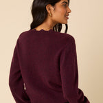 Women's Cardigan - Burgundy Crochet Trim Wool Blend Elodie - product view 5