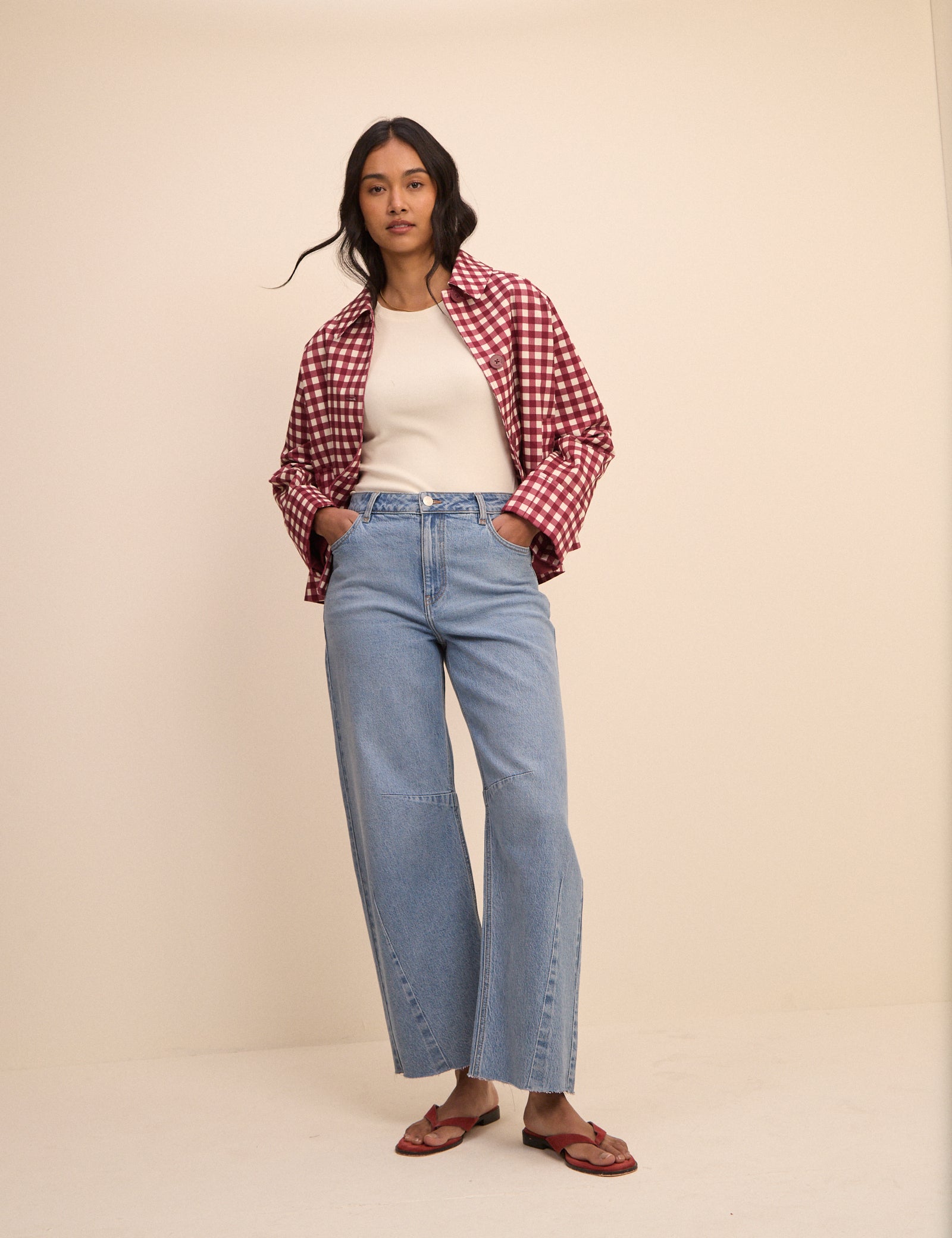 Women's Jacket - Red Gingham Oyanti Swing - product view 6