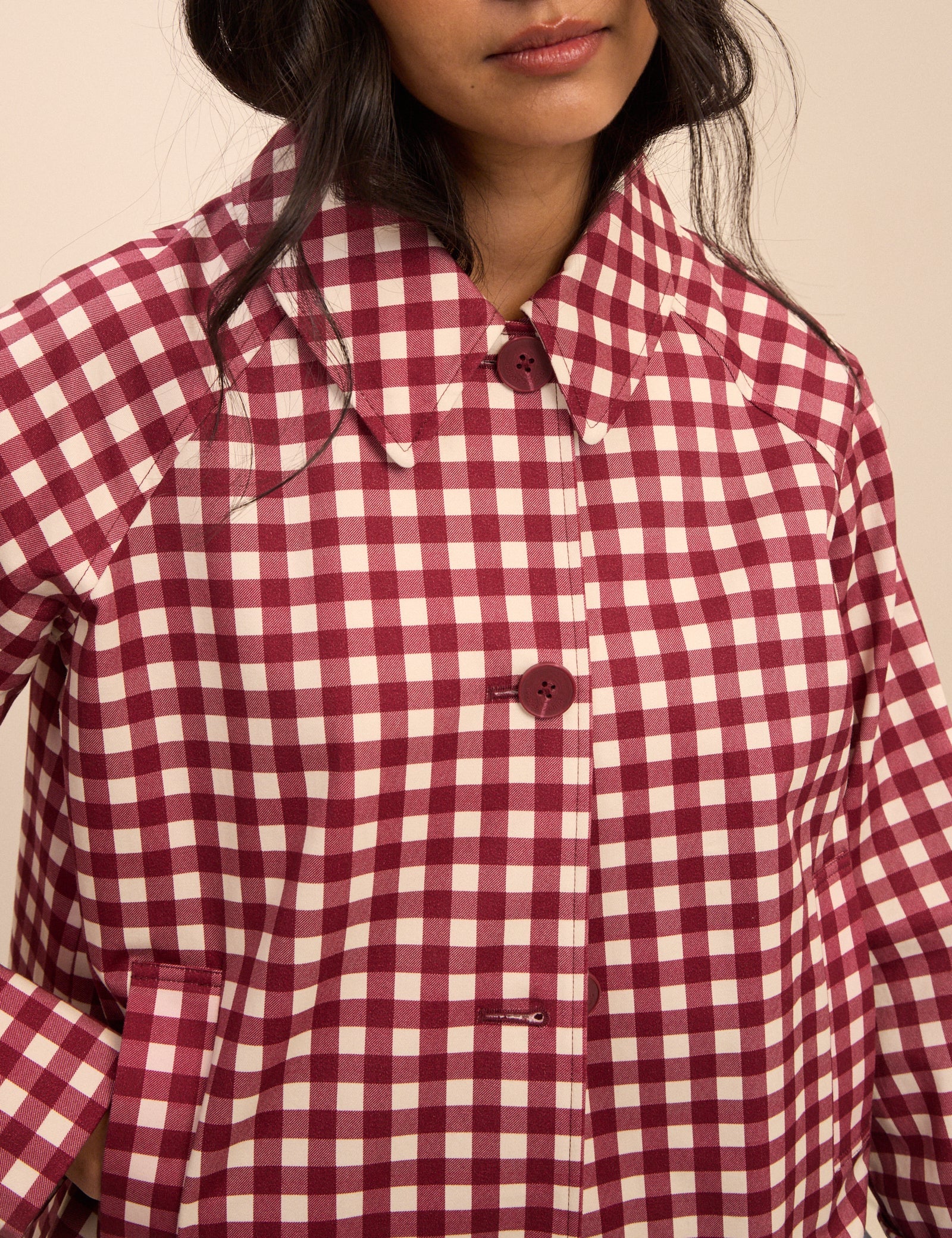 Women's Jacket - Red Gingham Oyanti Swing - product view 4