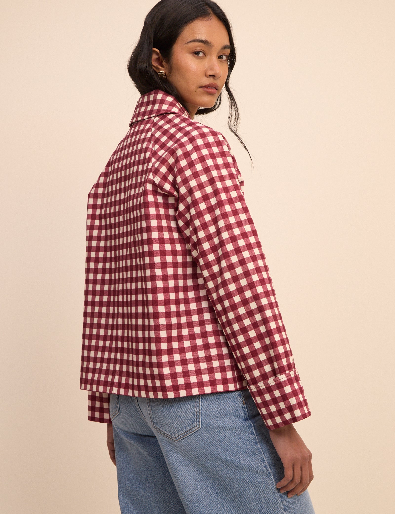 Women's Jacket - Red Gingham Oyanti Swing - product view 5