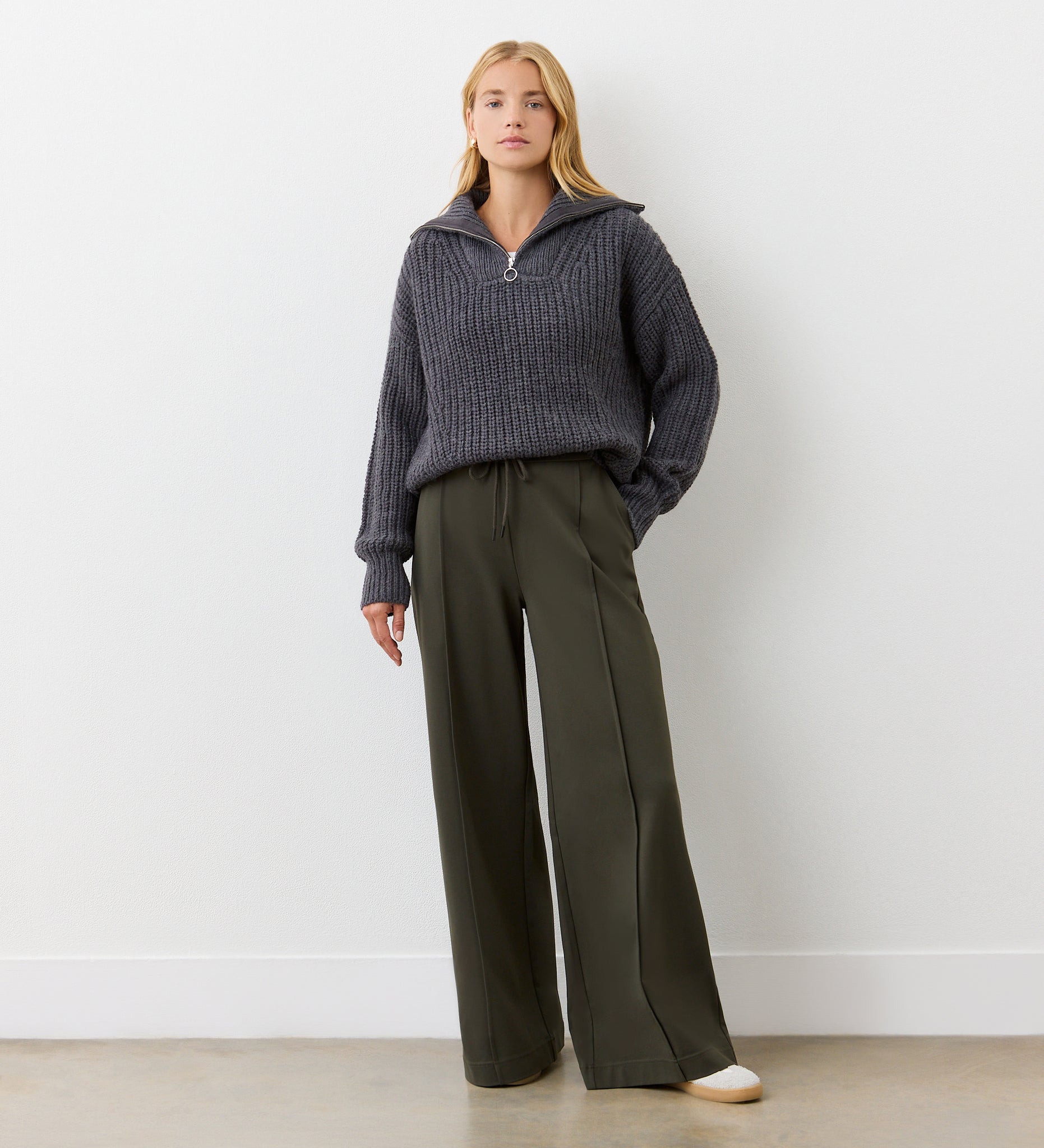 Women's Jumper - Charcoal Half Zip Funnel Neck - Wilma - product view 2