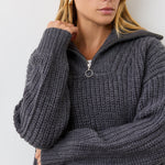 Women's Jumper - Charcoal Half Zip Funnel Neck - Wilma - product view 3