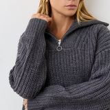 Women's Jumper - Charcoal Half Zip Funnel Neck - Wilma - product view 3