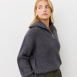Women's Jumper - Charcoal Half Zip Funnel Neck - Wilma - product view 1