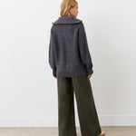 Women's Jumper - Charcoal Half Zip Funnel Neck - Wilma - product view 4