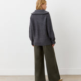 Women's Jumper - Charcoal Half Zip Funnel Neck - Wilma - product view 4