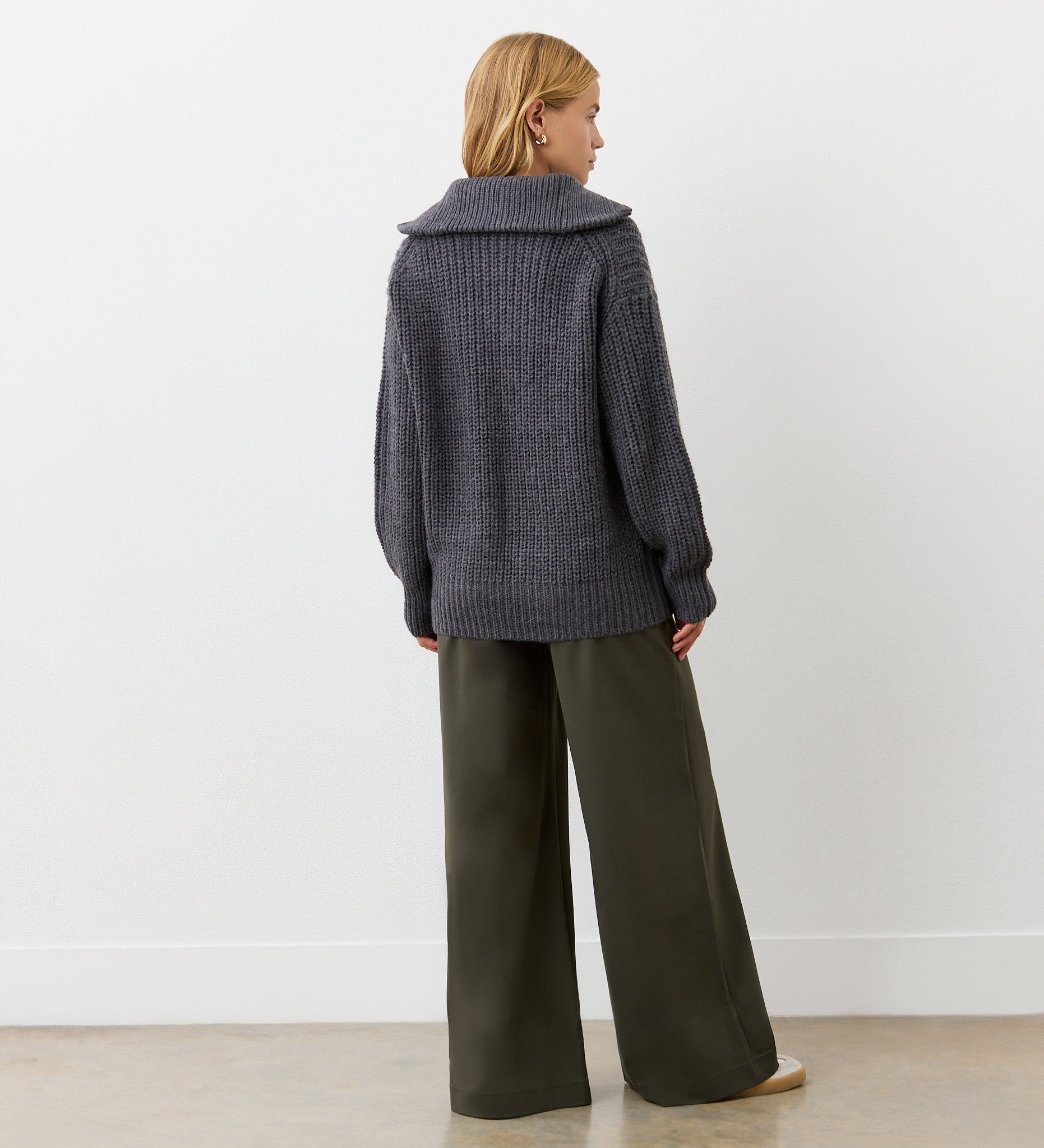 Women's Jumper - Charcoal Half Zip Funnel Neck - Wilma - product view 4