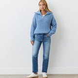 Women's Jumper - Denim Blue Half Zip Funnel Neck - Wilma - product view 2
