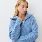 Women's Jumper - Denim Blue Half Zip Funnel Neck - Wilma - product view 3