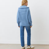 Women's Jumper - Denim Blue Half Zip Funnel Neck - Wilma - product view 4