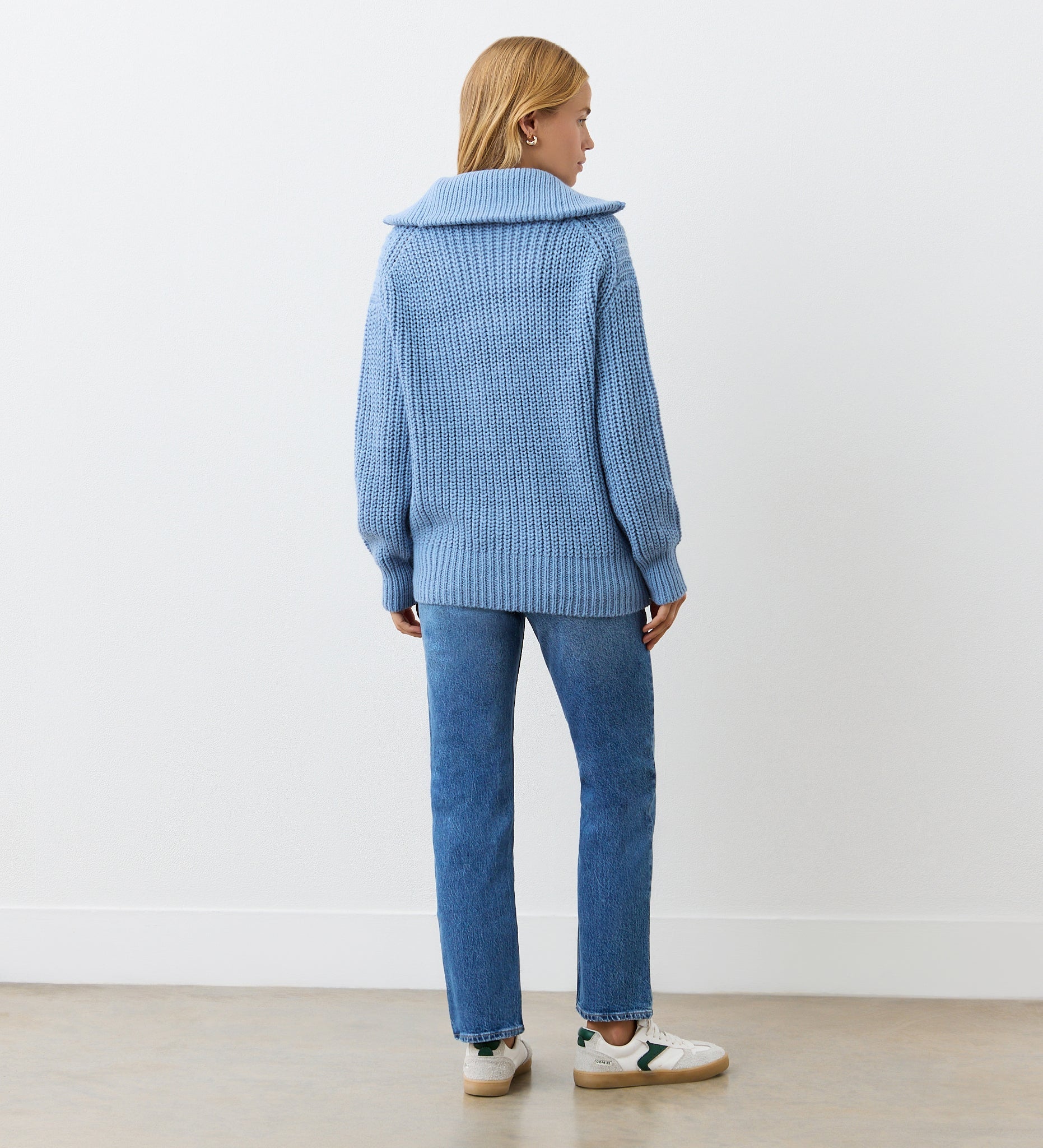 Women's Jumper - Denim Blue Half Zip Funnel Neck - Wilma - product view 4