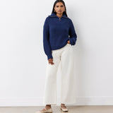 Women's Jumper - Navy Half Zip Funnel Neck - Wilma - product view 3