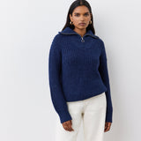 Women's Jumper - Navy Half Zip Funnel Neck - Wilma - product view 1