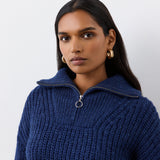 Women's Jumper - Navy Half Zip Funnel Neck - Wilma - product view 2