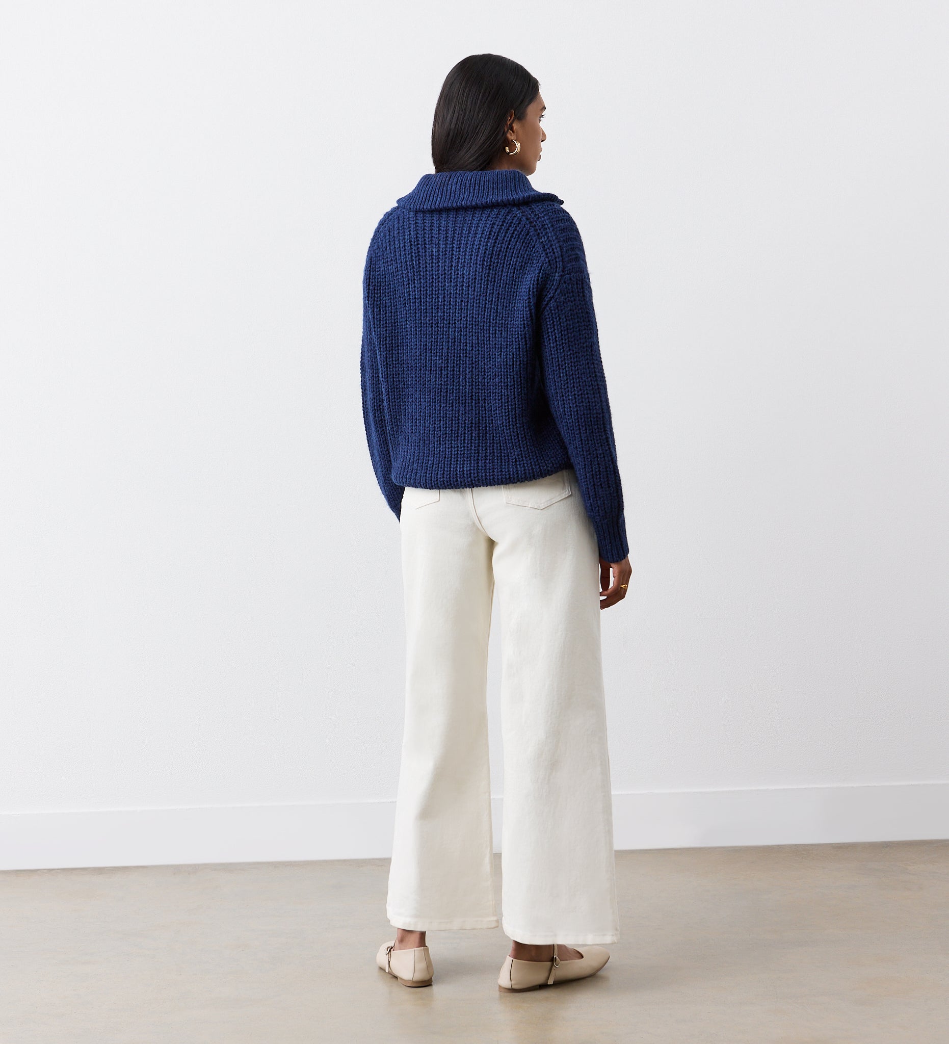 Women's Jumper - Navy Half Zip Funnel Neck - Wilma - product view 4