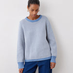 Women's Jumper - Blue Chevron Cotton Crew Neck - Stella - product view 1