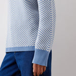 Women's Jumper - Blue Chevron Cotton Crew Neck - Stella - product view 2