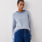 Women's Jumper - Blue Chevron Cotton Crew Neck - Stella - product view 3