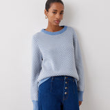 Women's Jumper - Blue Chevron Cotton Crew Neck - Stella - product view 3