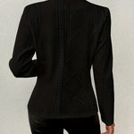 Elegant Cable Knit Cropped Jacket for Women with Stand Collar Long Sleeve Button Front Fitted Style