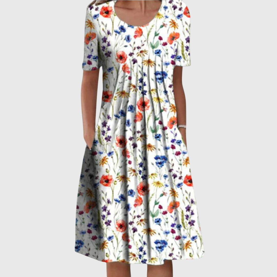 Women's Dress - Round Neck Printed - Scarlett