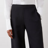 Women's Trousers - Black Satin Back Crepe Wide Leg - Nat - product view 3