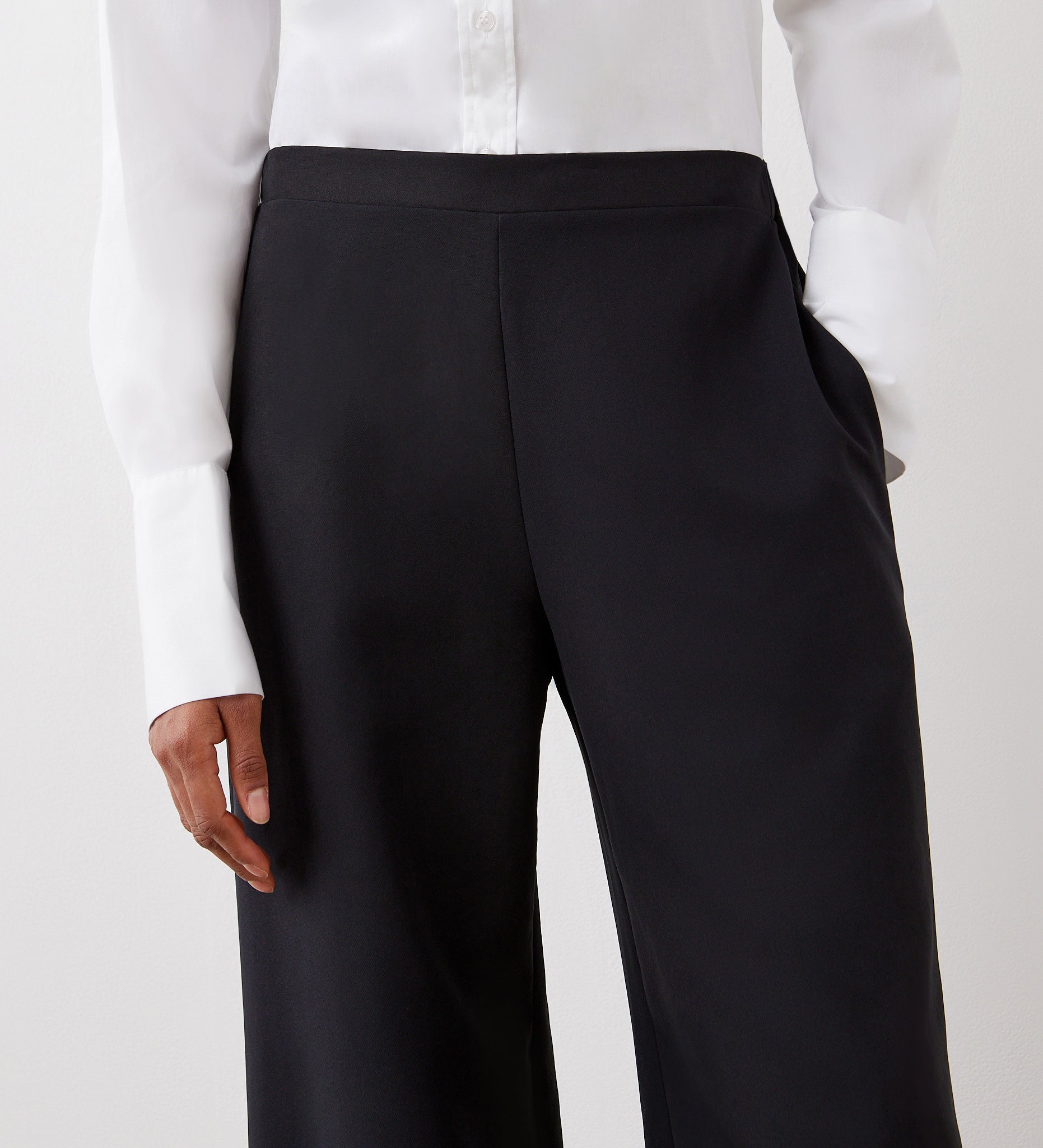 Women's Trousers - Black Satin Back Crepe Wide Leg - Nat - product view 3