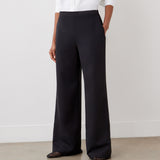 Women's Trousers - Black Satin Back Crepe Wide Leg - Nat - product view 2