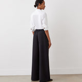 Women's Trousers - Black Satin Back Crepe Wide Leg - Nat - product view 4