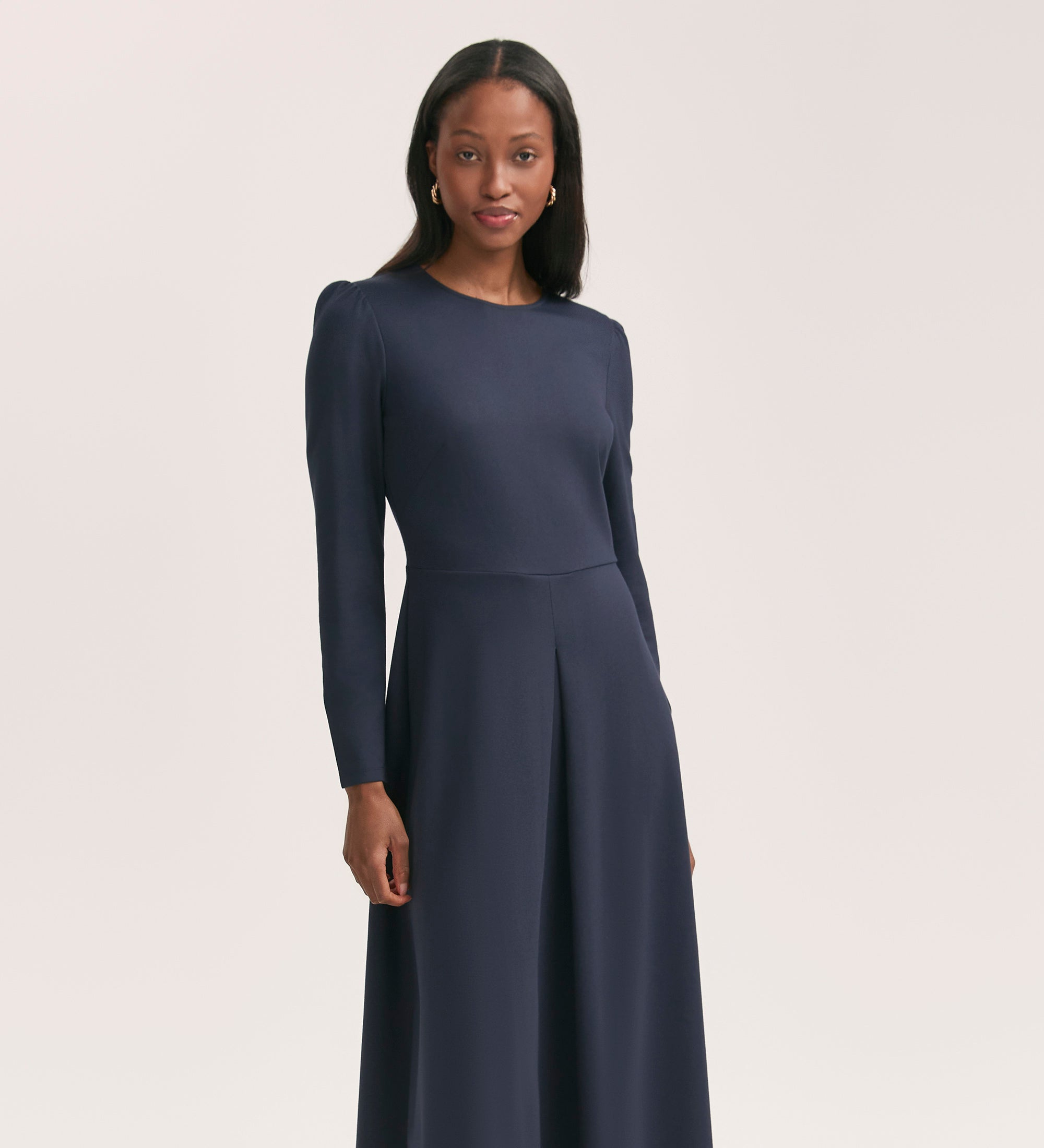 Women's Midi Dress - Navy Ponte Jersey - Carla - product view 2