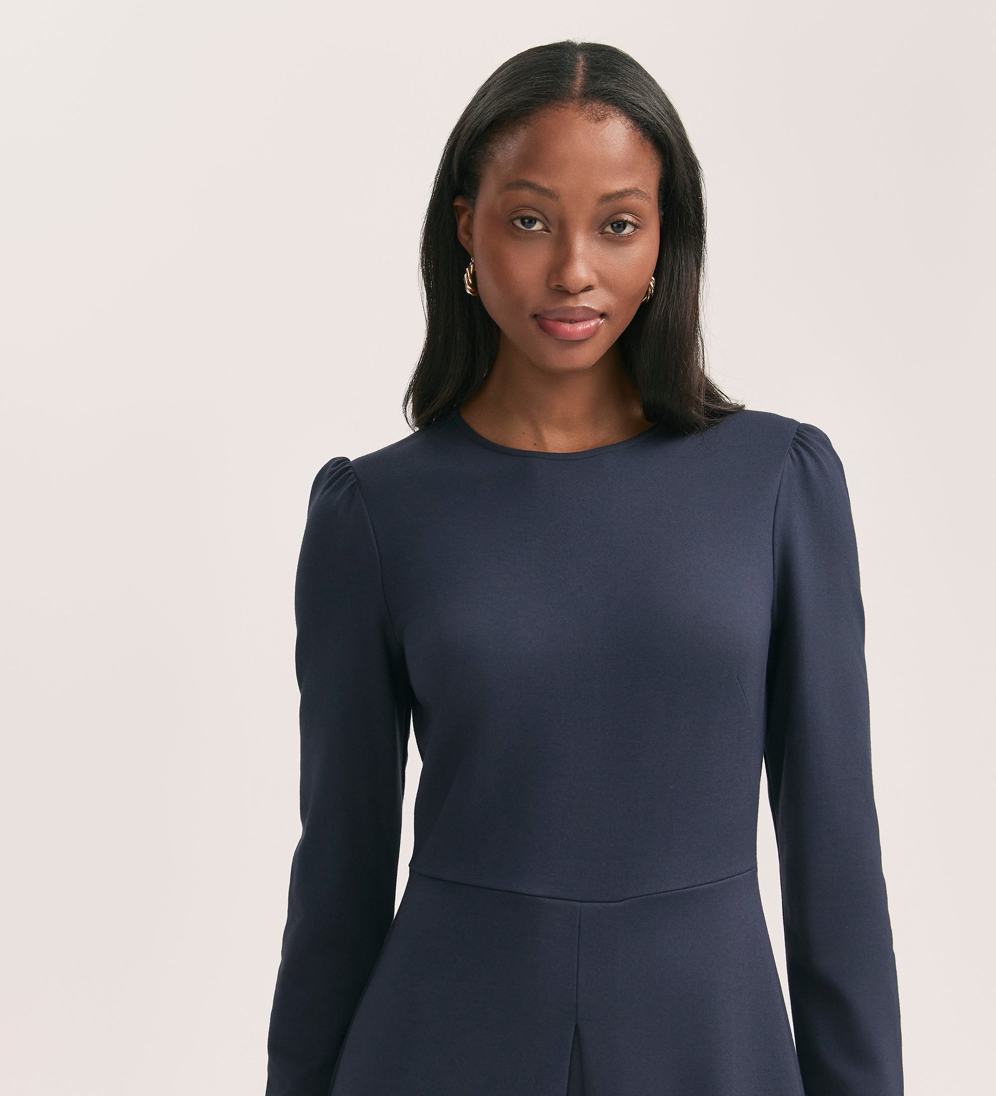 Women's Midi Dress - Navy Ponte Jersey - Carla - product view 3