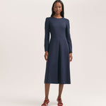 Women's Midi Dress - Navy Ponte Jersey - Carla - product view 1