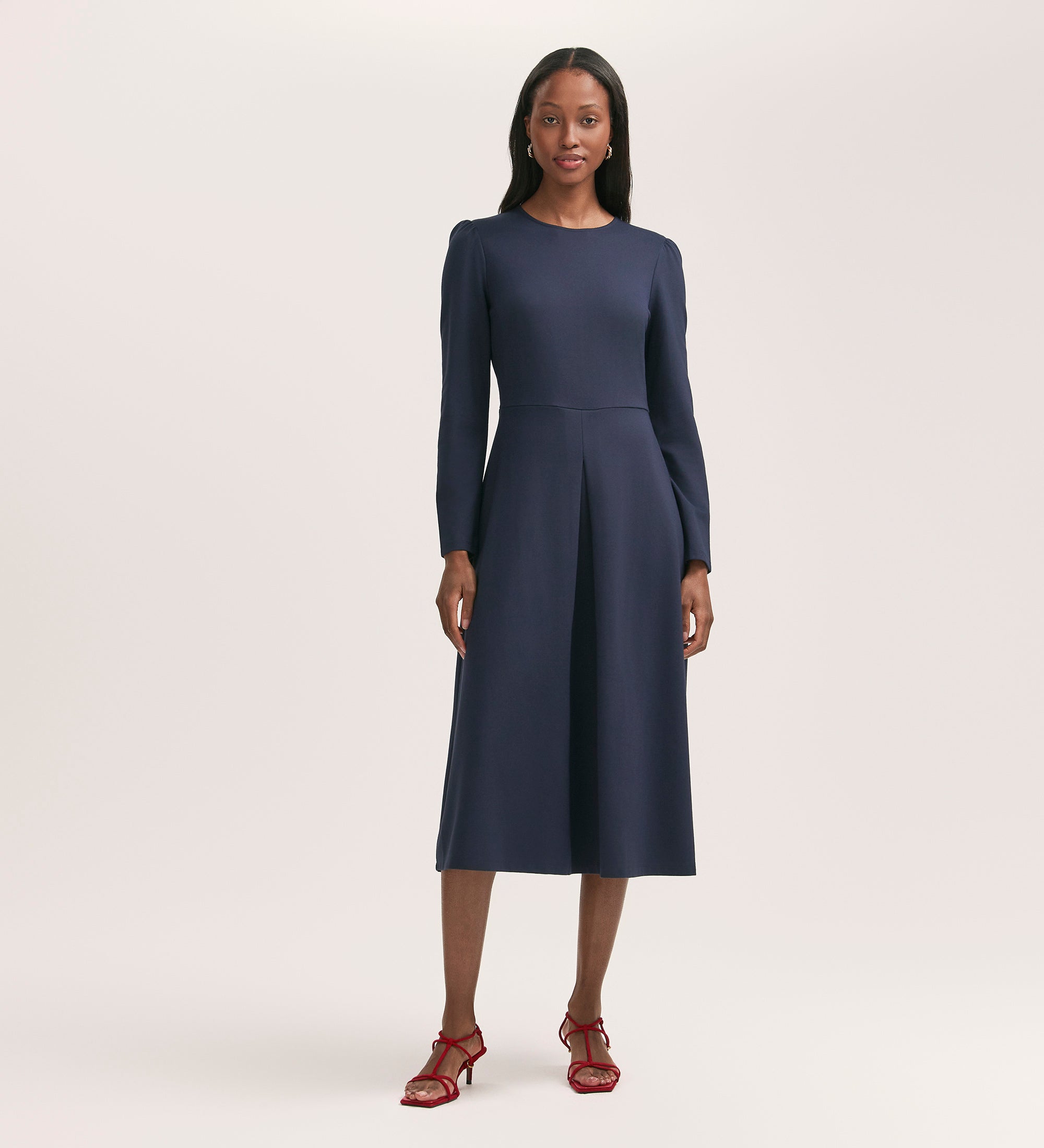 Women's Midi Dress - Navy Ponte Jersey - Carla - product view 1