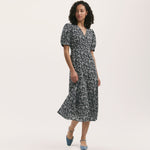 Women's Midi Dress - Navy Daisy Crepe Tea - Colette - product view 1