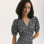 Women's Midi Dress - Navy Daisy Crepe Tea - Colette - product view 2