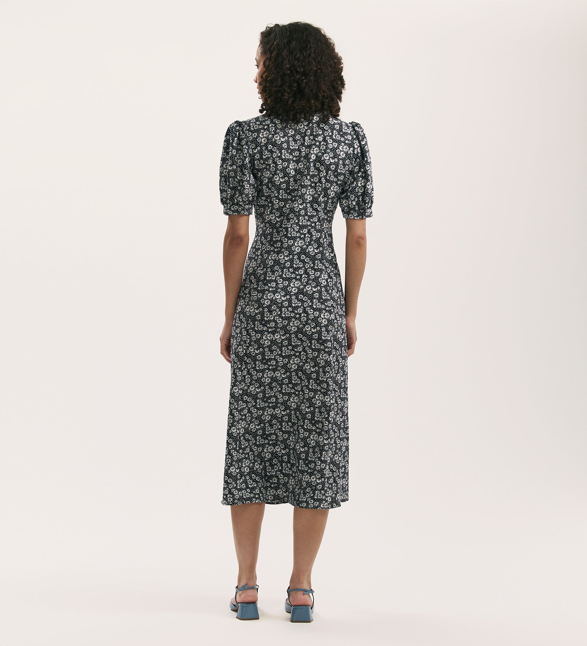 Women's Midi Dress - Navy Daisy Crepe Tea - Colette - product view 4