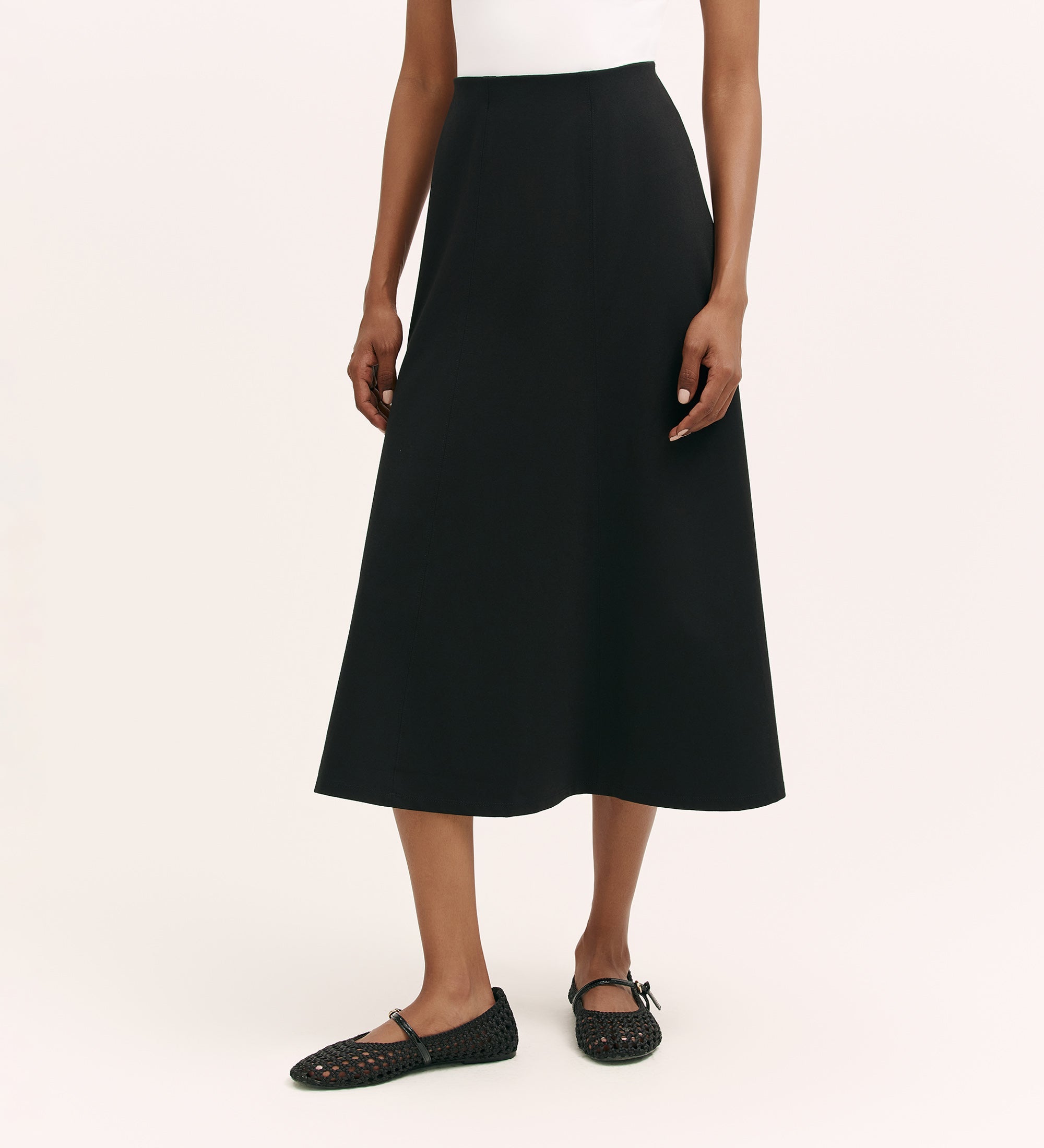 Women's Skirt - Black Ponte Jersey Midi - Mae - product view 2