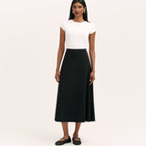 Women's Skirt - Black Ponte Jersey Midi - Ruth - product view 1