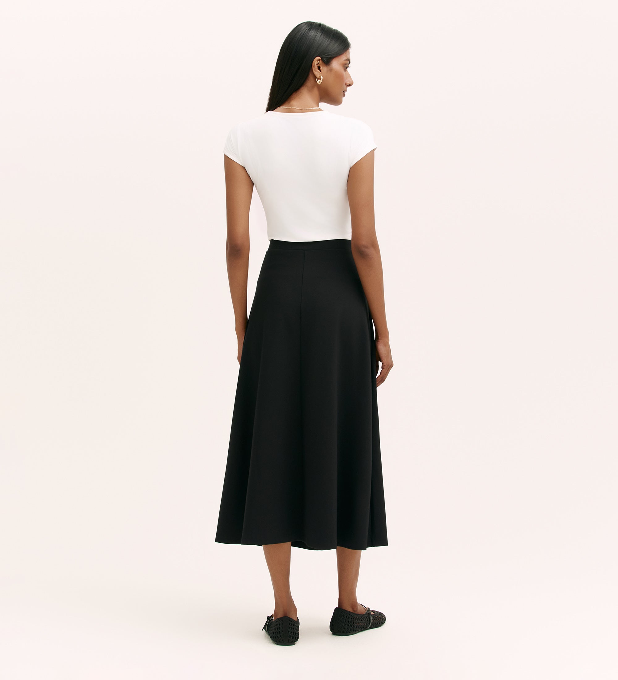 Women's Skirt - Black Ponte Jersey Midi - Ruth - product view 4