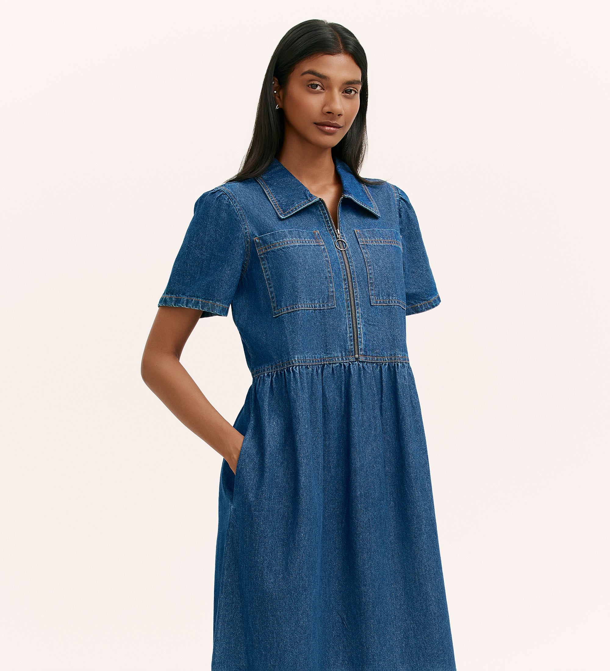 Women's Midi Dress - Indigo Denim - Tania - product view 2