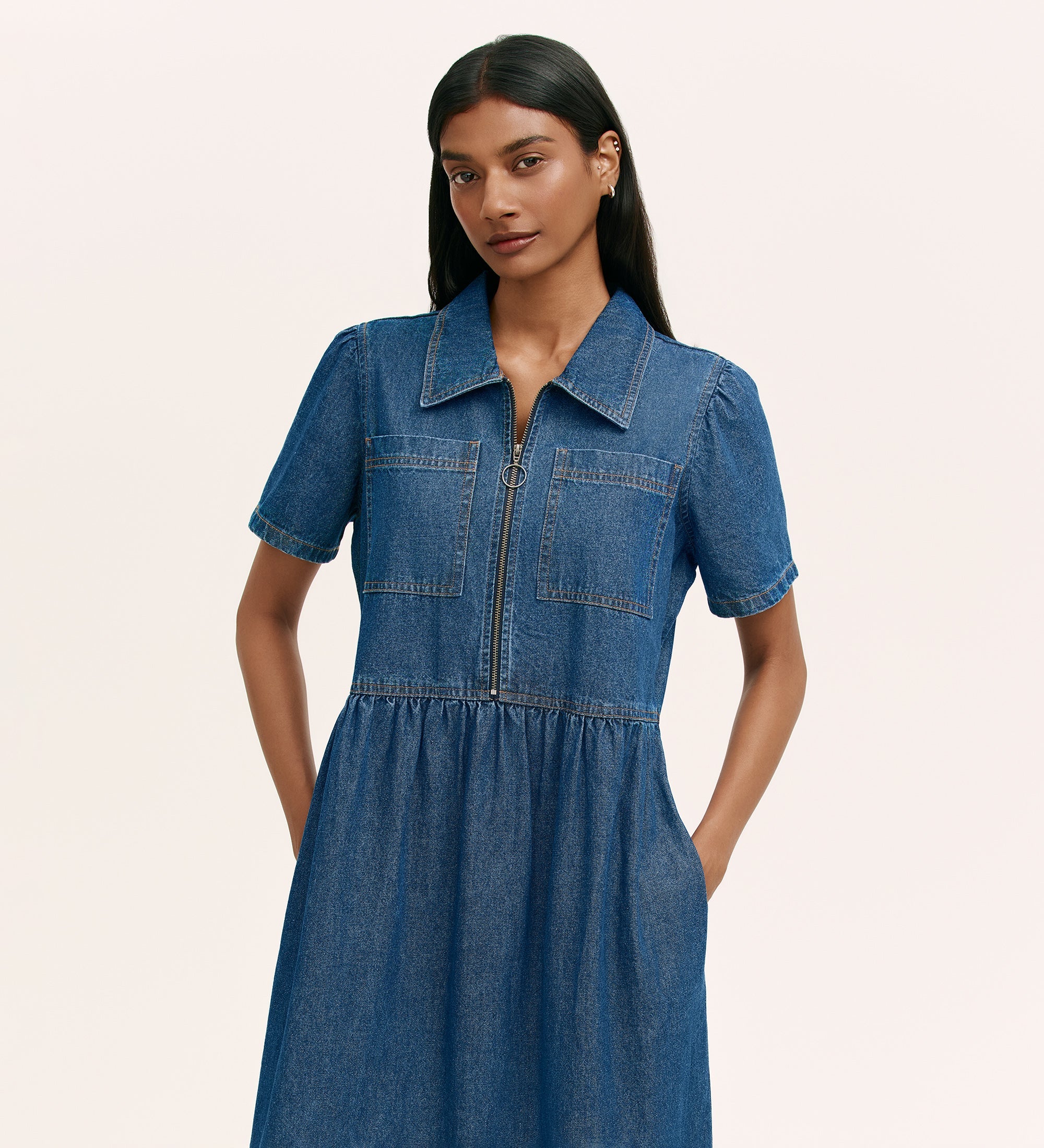 Women's Midi Dress - Indigo Denim - Tania - product view 3
