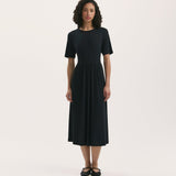 Women's Midi Dress - Black Jersey T-Shirt - Kathryn - product view 1