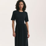 Women's Midi Dress - Black Jersey T-Shirt - Kathryn - product view 2